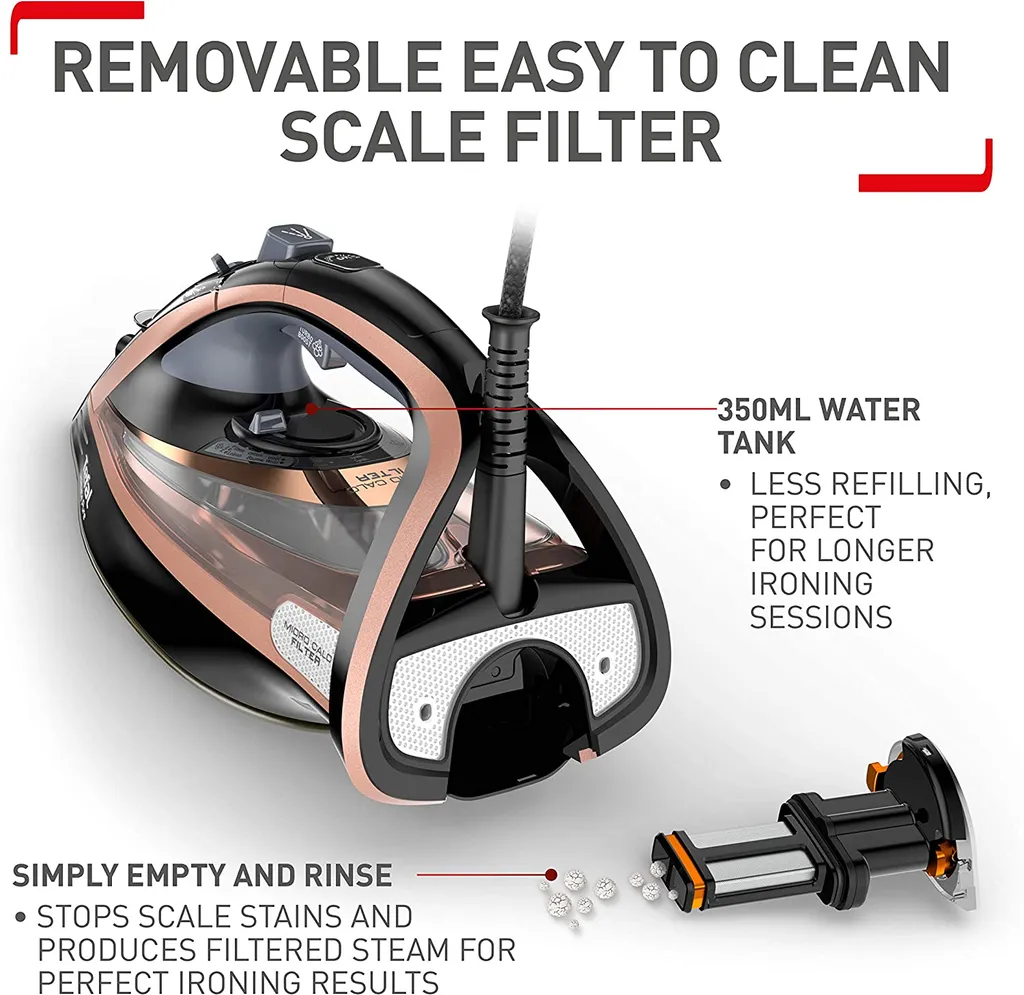 Tefal Ultimate Pure FV9845 Dampfbgeleisen (Dampfbgeleisen, Durilium Autoclean Soleplate, 3 M, 260 G/min, Schwarz, Kupfer, 60 G/min) – Bild 7