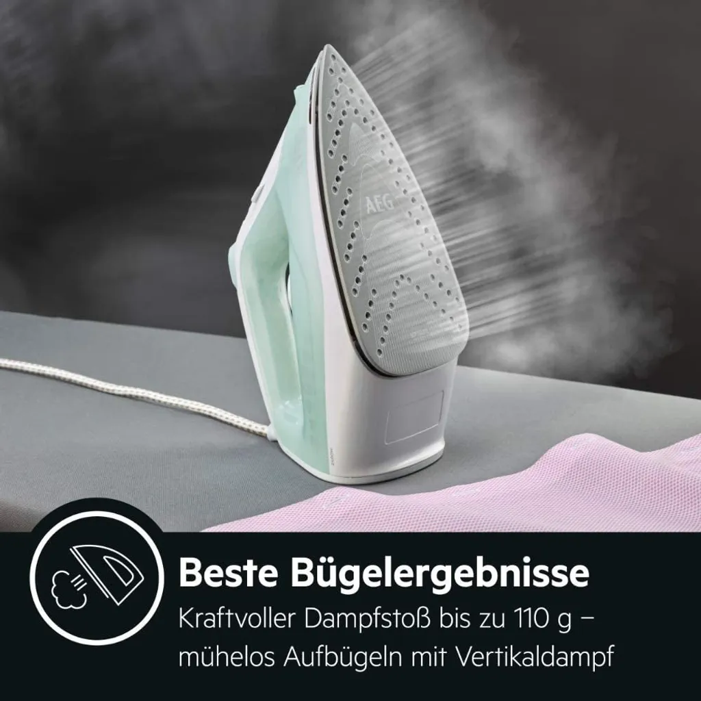 AEG DB1740 Dampfbügeleisen, Keramiksohle, 2400 Watt, Vertikaldampf, Anti-Kalk, Abschaltautomatik – Bild 4