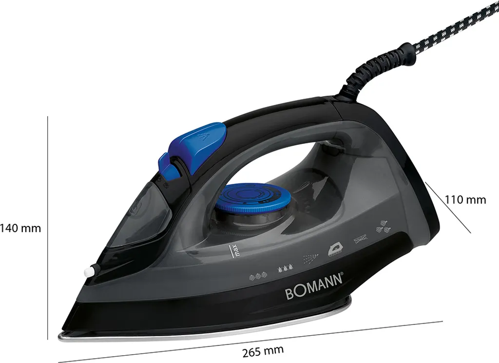 BOMANN Dampfbügelautomat DB 6003 CB Schwarz/blau Dampf Bügeleisen 7 Funktionen – Bild 8