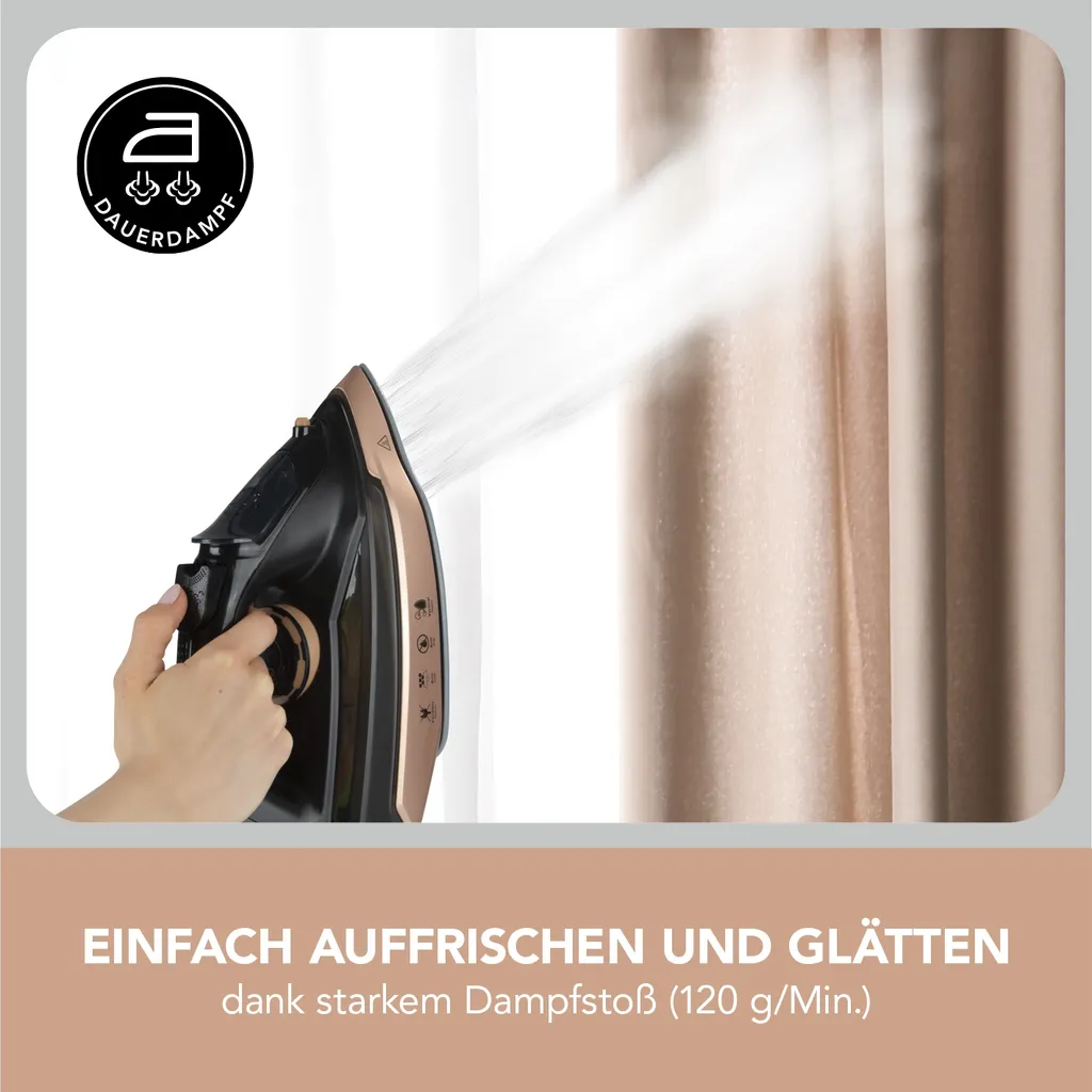 MAXXMEE Dampfbügeleisen - Mit Tropfstopp-, Antikalk- Und Selbstreinigungsfunktion Dampfbügeleisen Bügeleisen Kabellos Antikalk Selbstreinigung Tropfstop Keramik – Bild 3