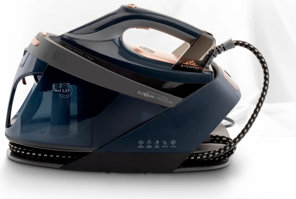 ETA Bügelstation STEAMIO ETA129090000, Mit Dampfgenerator, Eloxium Premium Bügelsohle, Dampfdruck Bis Zu 5,5 Bar, Dampfaustritt Bis Zu 120 G/Min, Wassertank 1,5 L, ANTI CALC, SELF CLEAN, DRIP STOP – Bild 9