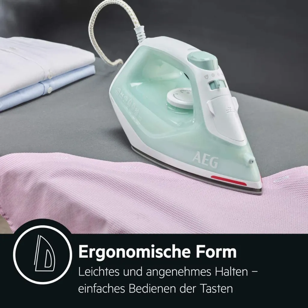 AEG DB1740 Dampfbügeleisen, Keramiksohle, 2400 Watt, Vertikaldampf, Anti-Kalk, Abschaltautomatik – Bild 3