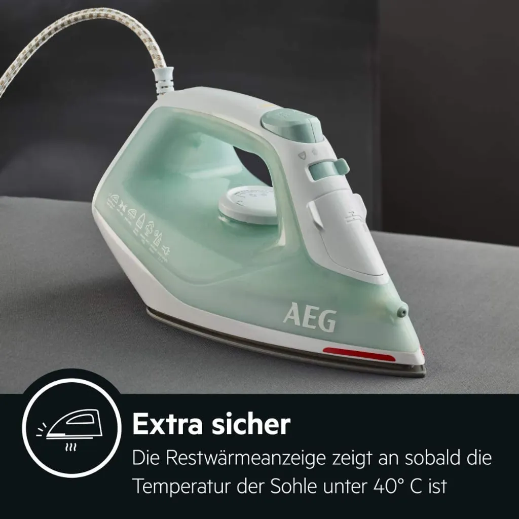 AEG DB1740 Dampfbügeleisen, Keramiksohle, 2400 Watt, Vertikaldampf, Anti-Kalk, Abschaltautomatik – Bild 6