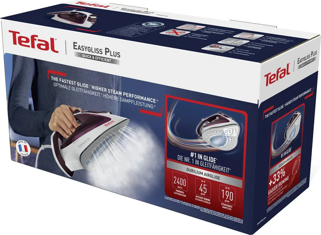 Tefal Dampfbügeleisen Easygliss FV5714 Weiß/beere – Bild 13