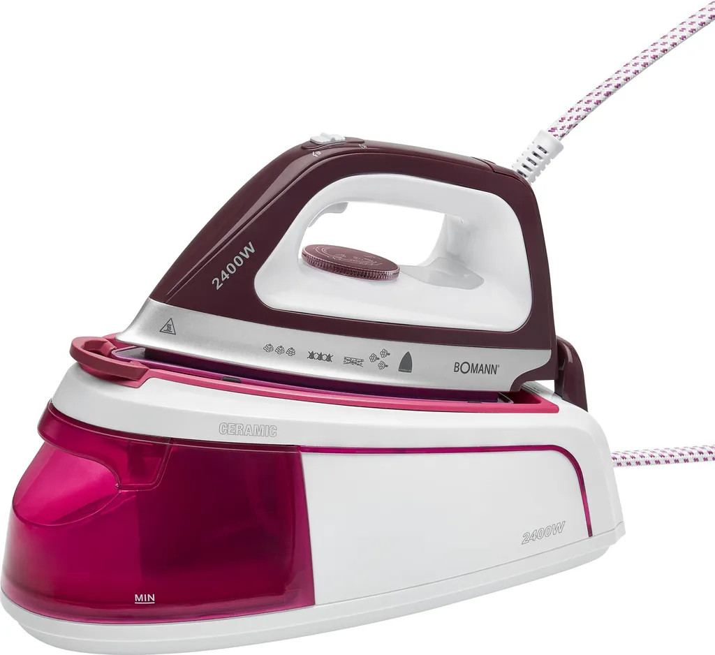 Bomann DBS 6034 CB Dampfbügelstation, Superglide-Keramiksohle, 3,5 Bar Dampfdruck, Elektronisches Anti-Tropf-System, 2300W, Weiß-flieder – Bild 5