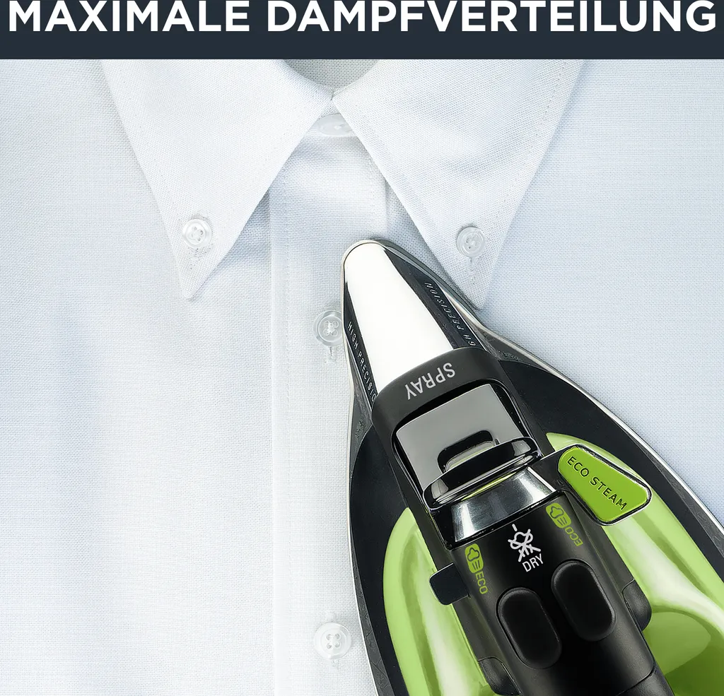 Rowenta DW6030 Eco Intelligence Dampfbügeleisen - Schwarz/ Grün – Bild 2