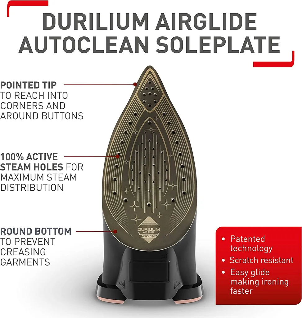 Tefal Ultimate Pure FV9845 Dampfbgeleisen (Dampfbgeleisen, Durilium Autoclean Soleplate, 3 M, 260 G/min, Schwarz, Kupfer, 60 G/min) – Bild 8