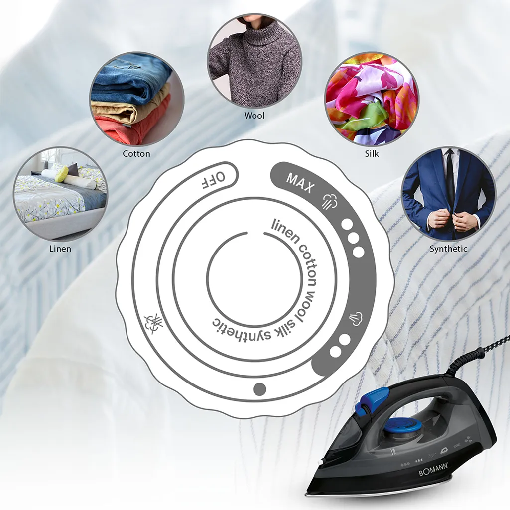 BOMANN Dampfbügelautomat DB 6003 CB Schwarz/blau Dampf Bügeleisen 7 Funktionen – Bild 3