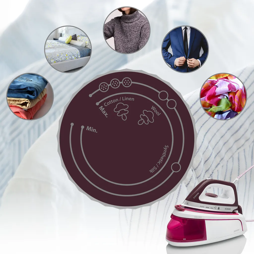 Bomann DBS 6034 CB Dampfbügelstation, Superglide-Keramiksohle, 3,5 Bar Dampfdruck, Elektronisches Anti-Tropf-System, 2300W, Weiß-flieder – Bild 6