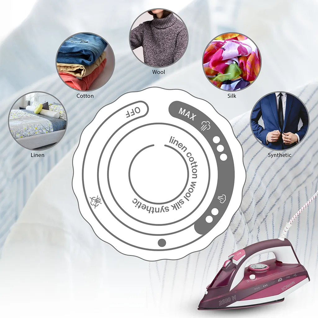 BOMANN Dampfbügelautomat DB 6005 CB Weiß/rot Dampf Bügeleisen 7 Funktionen – Bild 3