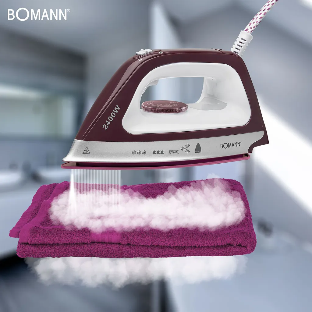 Bomann DBS 6034 CB Dampfbügelstation, Superglide-Keramiksohle, 3,5 Bar Dampfdruck, Elektronisches Anti-Tropf-System, 2300W, Weiß-flieder – Bild 2